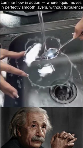 laminar flow in action where liquid moves in perfectly smooth layers, without turbulence