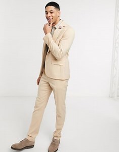 ASOS DESIGN  wedding skinny suit in stone  | ASOS