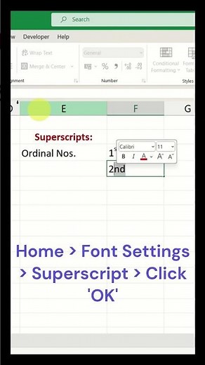 How to Add a Superscript in Excel | Elevate 1st, 2nd, 3rd etc.