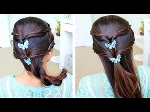 Fancy Rope Braid Half-Updo Hairstyle for Medium Long Hair Tutorial