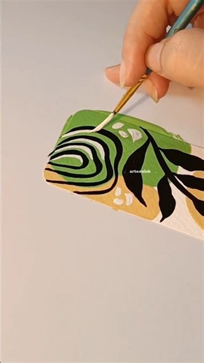 Aesthetic Green+Mustard+Black Boho Art Bookmark 💚💛🖤 Minimal Abstract Painting #bookmark #bohoart