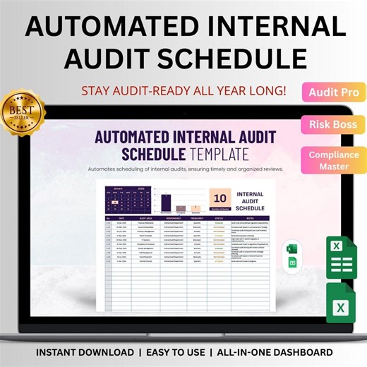 Automated Internal Audit Schedule Template Excel & Google Sheets: Track Compliance and Controls - Etsy New Zealand