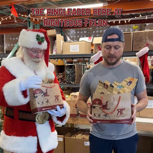 ⭐️⭐️⭐️⭐️⭐️ “Best jerky I’ve ever had.” Have yourself a meaty little Christmas. 📦 Free Shipping on $50 🤤 15 bold flavors 🎁 Gift bag included 🎄 Arrives before Christmas! Use code SANTA at checkout. | Righteous Felon