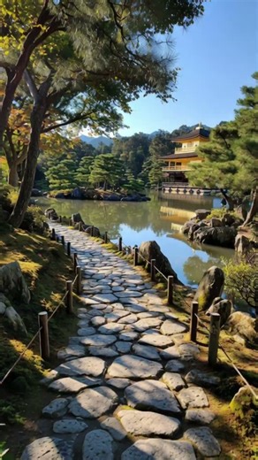 Kinkaku-ji, Kyoto [Animated] #japanaesthetic #japan #anime #shorts #shortsfeed