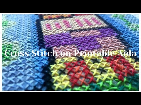 DIY CROSS STITCH ON PRINTABLE AIDA | How to make a cross stitch WITHOUT a gridded pattern.