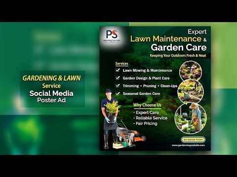 Social Media Poster Design For Gardening and Lawn Service | Facebook Ads Design | Photoshop Tutorial