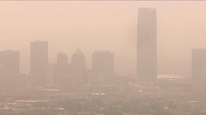 145K views · 1.3K reactions | Look at the sky! Downtown OKC looking a lot like Downtown LA today. Blowing dirt is causing some low visibility. Here's the view from Mason Dunn up in Chopper 4 Tuesday afternoon. | KFOR-TV | Facebook