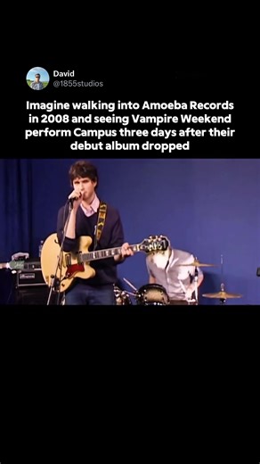 This performance flew completely under the radar, but looking back, it’s a perfect snapshot of the hype around Vampire Weekend’s debut. February 2008 just three days after releasing their self-titled debut album, which was immediately being covered as the next big thing in indie rock, Vampire Weekend played an intimate in-store set at Amoeba Records. They performed Campus, Oxford Comma, A-Punk, and more, filling the small record store with the infectious energy that would soon propel them from b