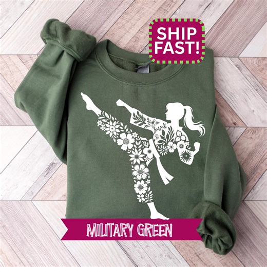 Floral Karate Girl Sweatshirt: Martial Arts Pullover Hoodie - Etsy