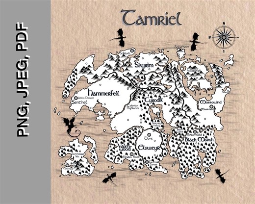 Map of Tamriel From Popular the Elder Scrolls (digital Files) - Etsy Canada
