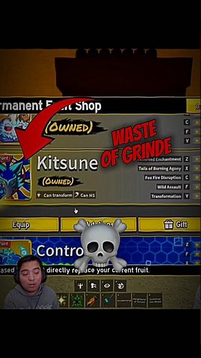 He wasted all time for kitsune until realize 💀#bloxfruits #roblox #viralshorts