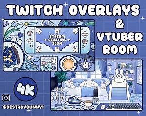 4K Animated Cozy Desk With Bunny Overlay & Dreamy Room for Vtuber. Stream Bundle. - Etsy