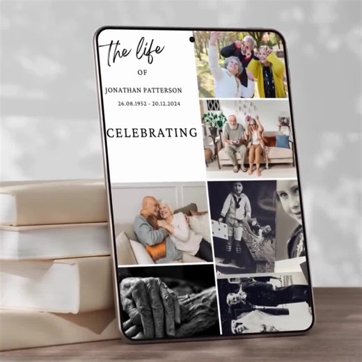 Funeral Photo Collage Sign Template, Memorial Poster (Canva, Digital Download)