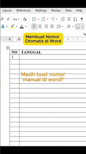 Membuat Nomor di Tabel Word