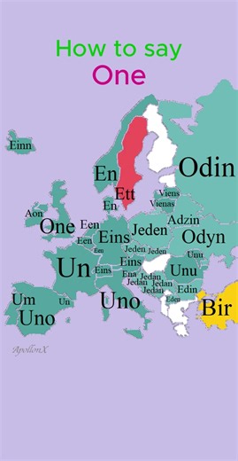 How to say One | Numbers | European Languages Comparison #shorts #comparison #language #map