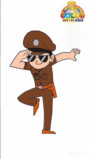 Learn to Draw Cop Little Singham - Drawing and Coloring Tutorial for Kids
