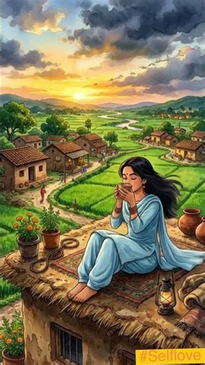 Peaceful Monsoon Evening 🌧️ | Ghibli Style Indian Village Girl Animation ✨ #aniamtion