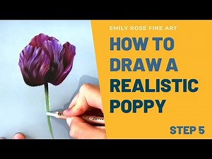 How to Draw a REALISTIC POPPY FLOWER | Step 5 | Beginner