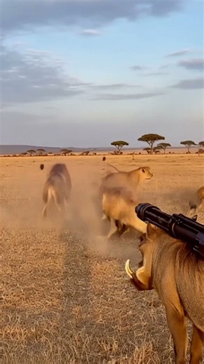 Warthog Sends the Lion Pride Running! 🤣🐗🦁💨”