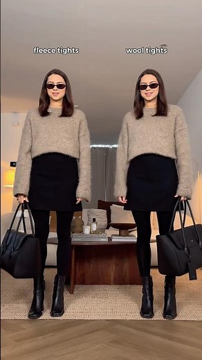 Fleece tights or wool tights? 🤭 | What is more chic? 🤎 | #outfitideas #styling