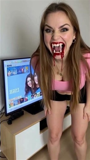 Girl becomes a vampire on camera