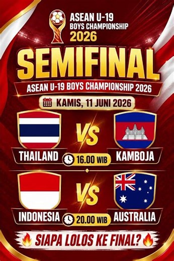 🔥 Semifinal ASEAN U-19 2026! Indonesia vs Australia, Thailand vs Kamboja