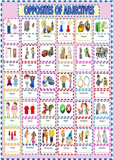 opposites of adjectives interactive worksheet