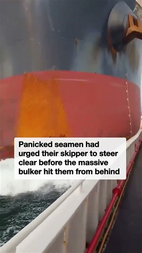Terrifying moment 229 metre cargo ship strikes fishing boat