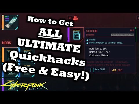 Cyberpunk 2077 How To Get ALL Ultimate Quickhacks EASY & FREE | Cyberpsychosis, Detonate Grenade etc
