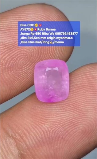 Bisa COD🌼💥AY872🌼💥Ruby Burma,harga Rp 650 Ribu Wa 085792493877,dim 8x6,5x4 mm origin