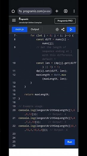 Longest Arithmetic Subsequence | JavaScript LeetCode Solution & Explanation
