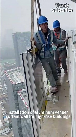 Aluminum veneer curtain wall installation for high rise buildings