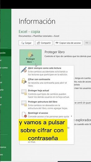 🟢Como CIFRAR con una contraseña un DOCUMENTO de EXCEL #shorts #excel #exceltips #exceltutorial