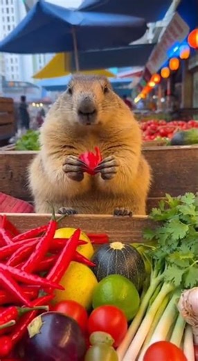 Cute Marmot Eating Vegetables | Healthy & Adorable Animal Moments 🥕🐾 #ytshorts #shorts