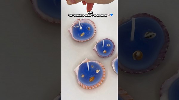 DIY mermaid’s candle 🧜‍♀️✨ | Shell candle idea you’ll want to try