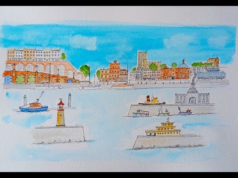 HOW TO DRAW AN EASY BOAT HARBOUR