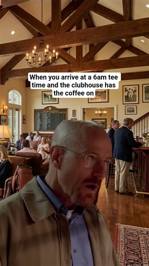 Early golf with a hot coffee