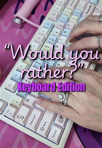 Would you rather: Keyboard Edition | Comment your answers below! Keyboards in order of appearance: 1️⃣ Epomaker Galaxy 100 2️⃣ Leobog Hi75 3️⃣ Elec Fox Inky 75 4️⃣ Kzzi K75 Lite 5️⃣ Chilkey ND75 6️⃣ Eweadn GS75 #wouldyourather #keebtok #mechanicalkeyboard #keyboardgame #pickyourpoison Would you rather, keyboard games, mechanical keyboards, full size keyboard, this or that