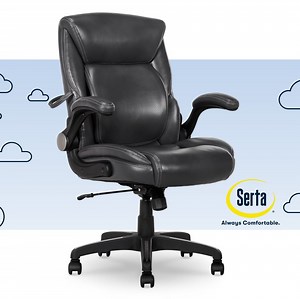 Serta Air Lumbar Bonded Leather Manager Office Chair, Gray Faux Leather