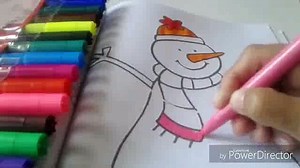 SNOW MAN COLORING PAGE VIDEO FOR CHILDREN TO LEARN HOW TO DRAW ,,,U