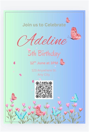 Animated Butterfly Birthday E- Invites - Etsy