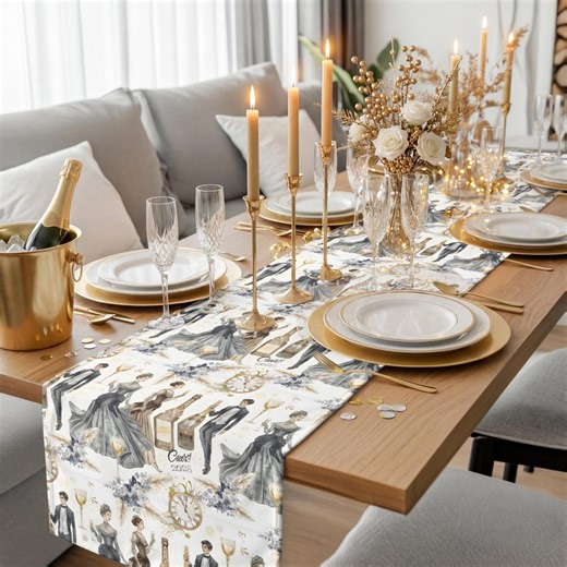Victorian New Year Table Runner • Champagne Party Decor - Etsy