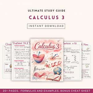Calculus 3 Study Guide | Multivariable Calculus Notes   Bonus Cheat Sheet | Clear Explanations, Formulas & Diagrams | Exam Review PDF - Etsy