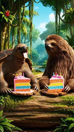 🐢🐌 The SLOWEST Race EVER! Turtle vs. Sloth Eating Challenge!