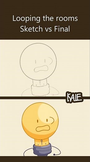 Lightbulb looping the rooms - Sketch vs final #inanimateinsanity