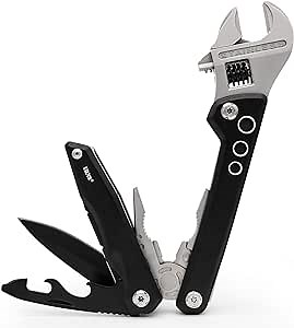 Multitool Adjustable Wrench,7 in 1 with Screwdriver Plier Wire Cutter Knife Bottle Opener Multifunctional Adjustable Multi Purpose Stainless Steel Tool For Home Outdoor Yard Portable Folding