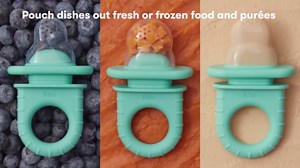 Frida Baby Push Pop Feeder, Baby Fruit Food Feeder to Safely Introduce New Foods, Fresh + Frozen, Silicone, BPA Free, Dishwasher Safe | 3 Count, Blue