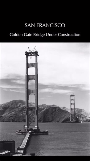 History of San Francisco on Instagram: "San Francisco: Golden Gate Bridge Under Construction 1. The bridge rising from the bay, 1935 2. View from Baker Beach as construction continues, c.1936 3. A worker standing on the suspension cables, 1936 4. Towers under construction, 1935 5. The safety net suspended beneath the span 6. The span takes shape, 1936 Photo credit: OpenSFHistory @opensfhistory, San Francisco History Center @sfpubliclibrary"