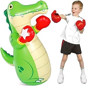 47" Kids Punching Bag, Inflatable Boxing Bag, Bounce Back Toy for Boys and Girls Ages 3+, Indoor and Outdoor Play