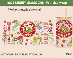 Retro Strawberry Cartoon Glass Can Wrap: 80s PNG (digital Download) - Etsy